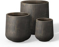 Kante Set of 3 Vintage BRN Concrete Curved Planters 16.5" 13" 9.4" Dia | by Unknown