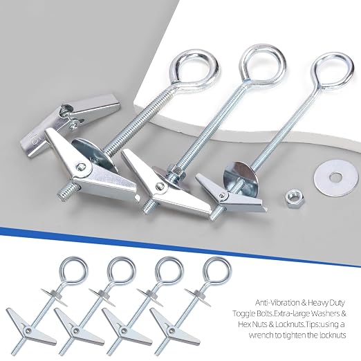 Glarks 15pcs M6 x 70mm O-Shaped Eye Bolt Toggle Anchors Set - Image 4