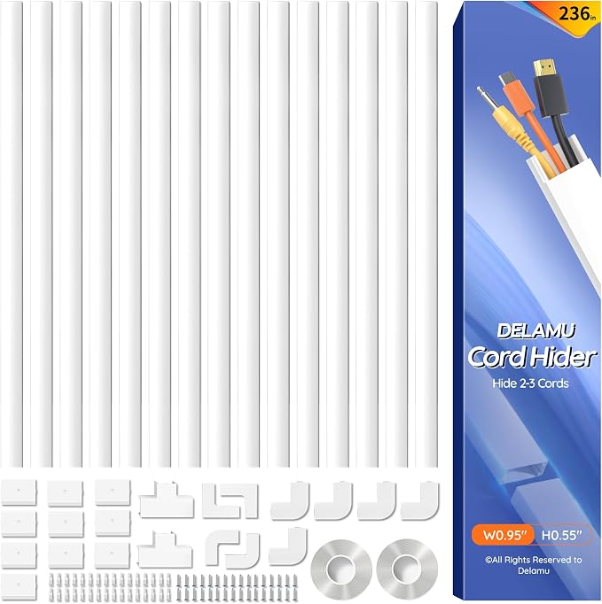 Delamu 236in Cord Hider, Professional Cable Cover Kit by DELAMU