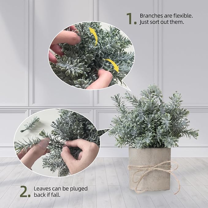 4 Pack Small Fake Plants in White Pulp Pot - Image 6