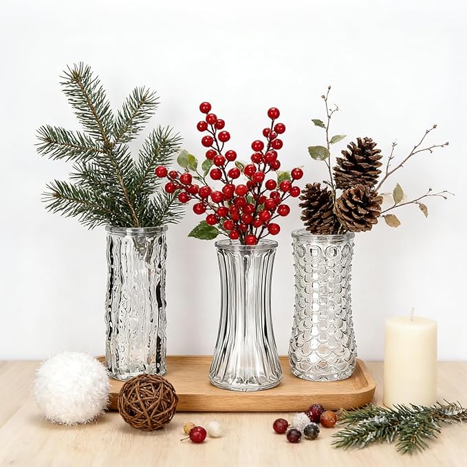 24 Pack Mini Glass Bud Vases, Small Clear Flower Vases Bulk | - Image 2