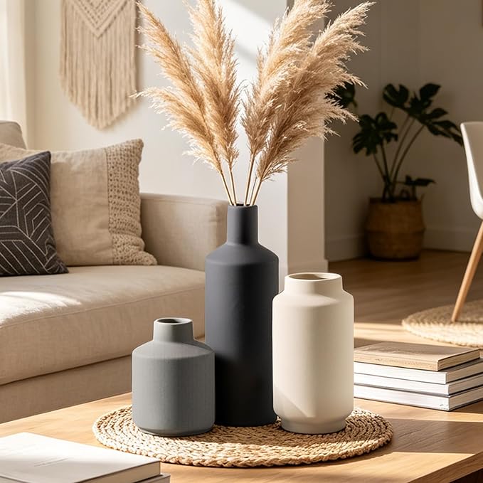 Ceramic Vase Set of 3, Modern Decorative Vases - Image 6