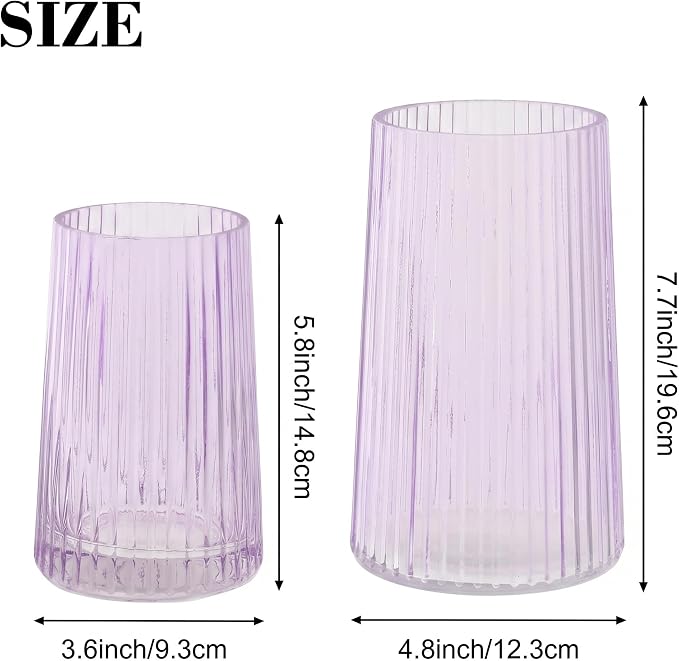 Ribbed Flower Vases Set of 2, Flower Vase - Image 2