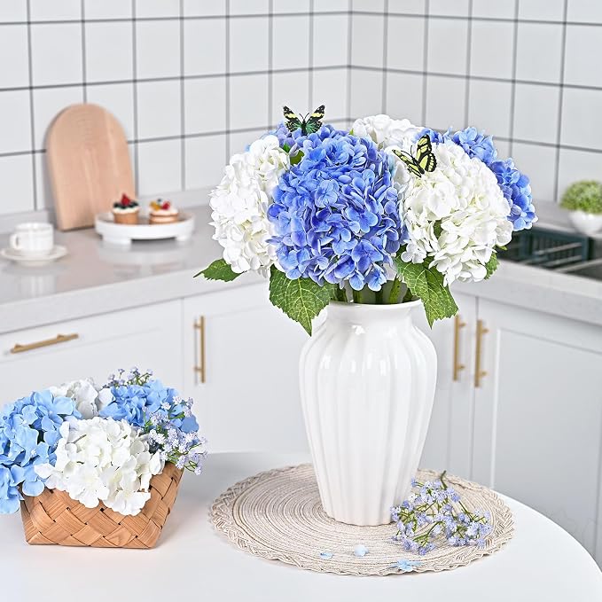 21" Real Touch Dark Blue Hydrangea Artificial Flowers - Image 5