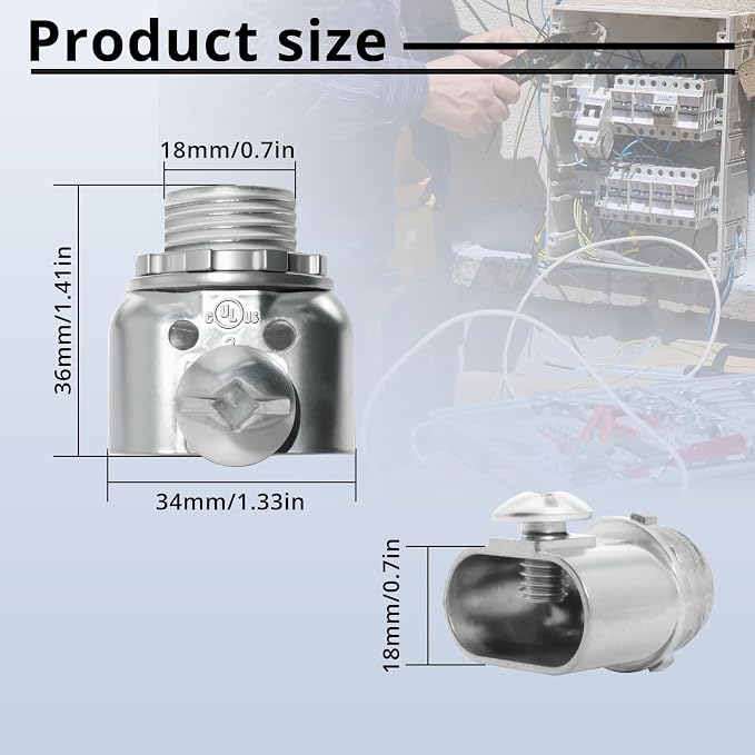 3/8 inch Zinc Die Cast Duplex connectors, Flex Wire Box Screw Type Connector - Image 2