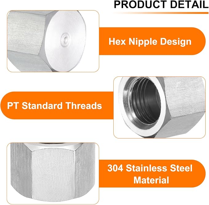 uxcell 4pcs Hex End Cap 304 Stainless Steel Nut - Image 3