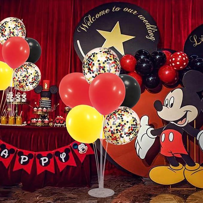 ZJDHPTY Mouse Birthday Decorations, 4Set Red Yellow Black Balloon Stand Kit | - Image 4