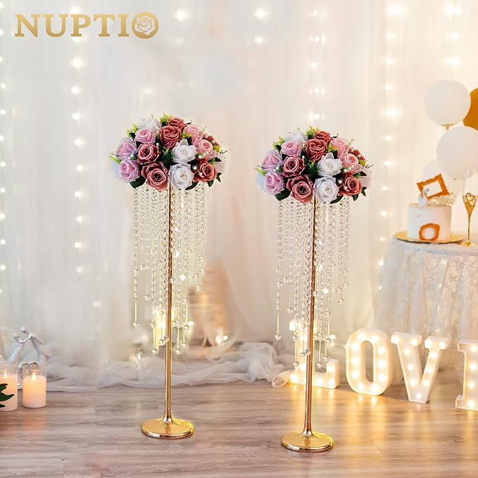 NUPTIO Tall Gold Centerpiece for Table, for Flowers Arrangement, Anniversary - Image 6
