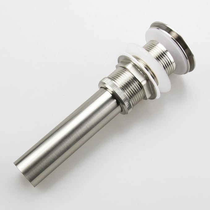 Bathroom Sink Pop Up Drain Without Overflow, Large Cap, Brushed Nickel - Image 2