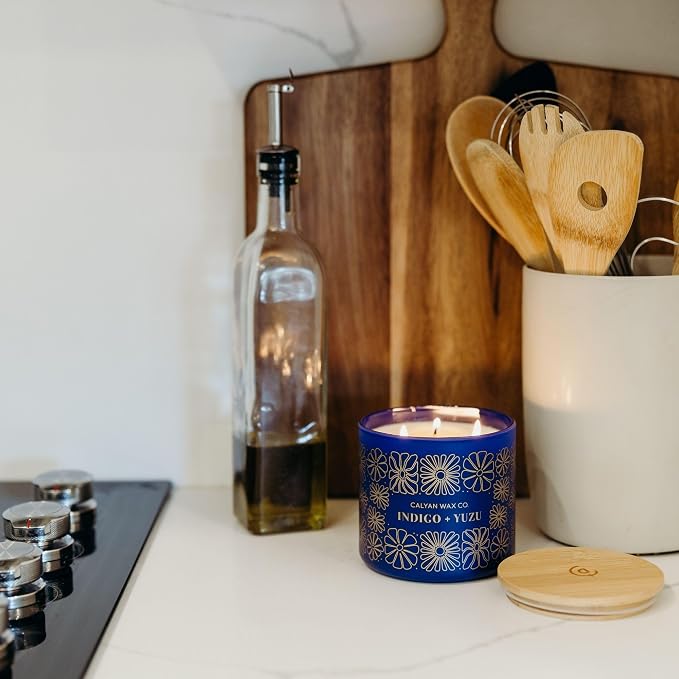 Indigo & Yuzu 3 Wick Scented Candle - Image 6