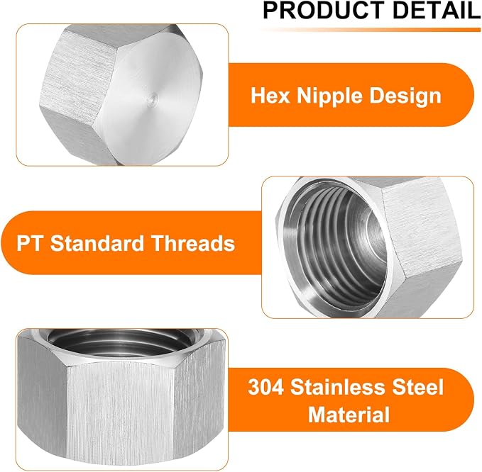 uxcell 2pcs Hex End Cap 304 Stainless Steel Nut - Image 3