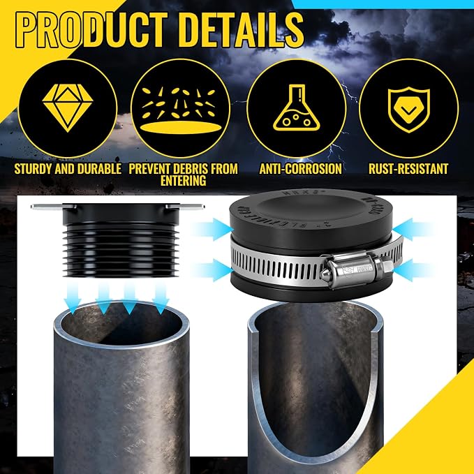6 Pack 2 Inch Flexible PVC Pipe Cap - Image 4
