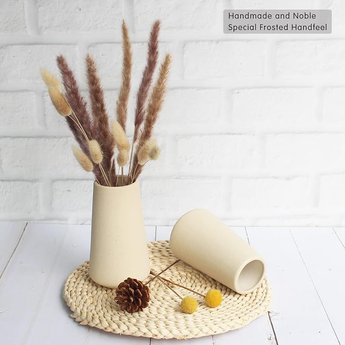 YANLING 6 Pack Light Yellow Ceramic Vase - Image 5