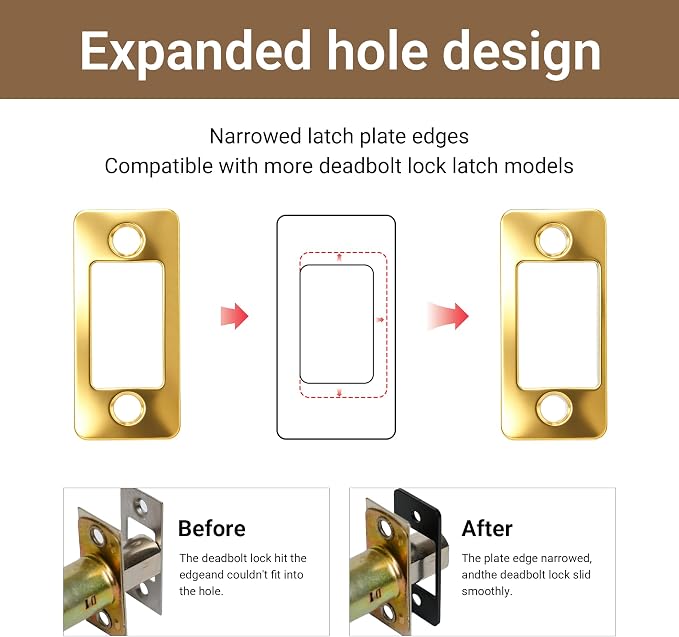 Deadbolt Restorer Strike Plates Narrow Side and Large Hole, Round Corner | - Image 5