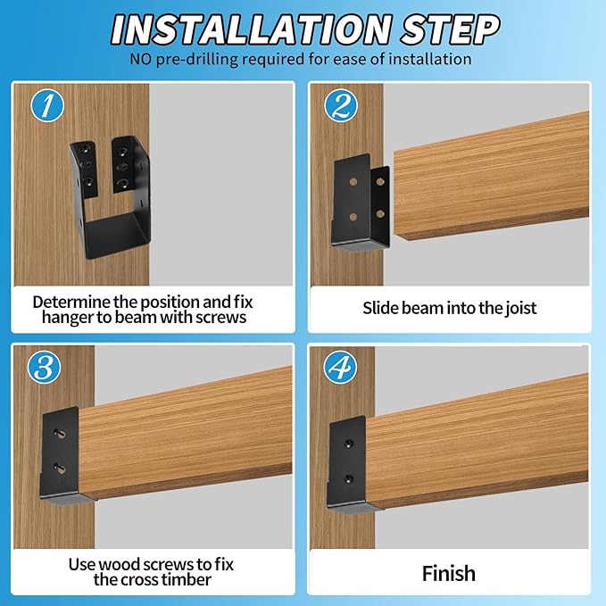 2x4 Joist Hanger 16PCS, Outdoor Trim Concealed-Flange Joist Bracket | Railing - Image 5