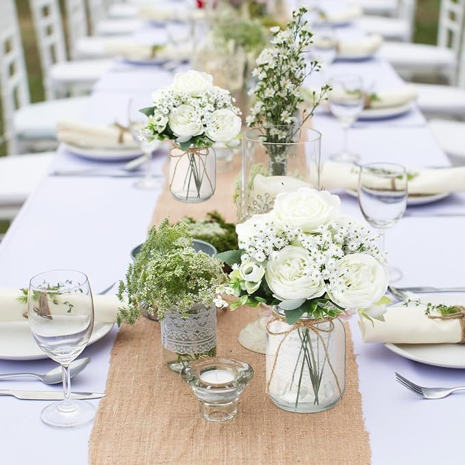12 Sets Mason Jar Flowers Centerpiece Table Decorations, Artificial Peony - Image 6