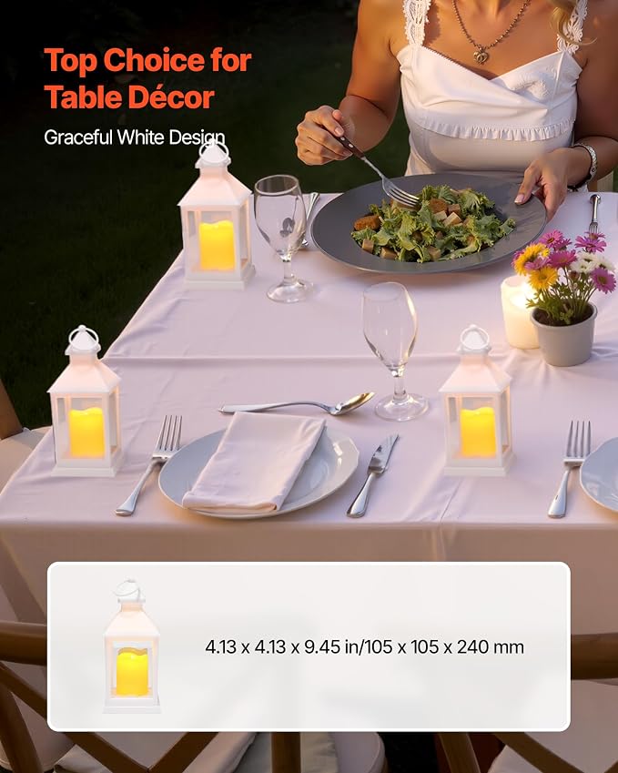 VEVOR 12 Pcs Decorative Candle Lantern, LED Electric Flameless Candle, Plastic - Image 3