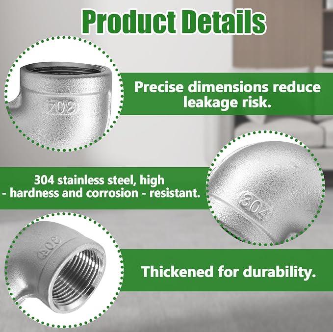 304 Stainless Steel 90° Street Elbow, - Image 4
