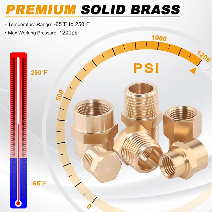 KOOTANS 66PCS Brass Pipe Fittings Assortment Kit Pipe NPT Set | 1/8" 1/4" 3/8" - Image 5