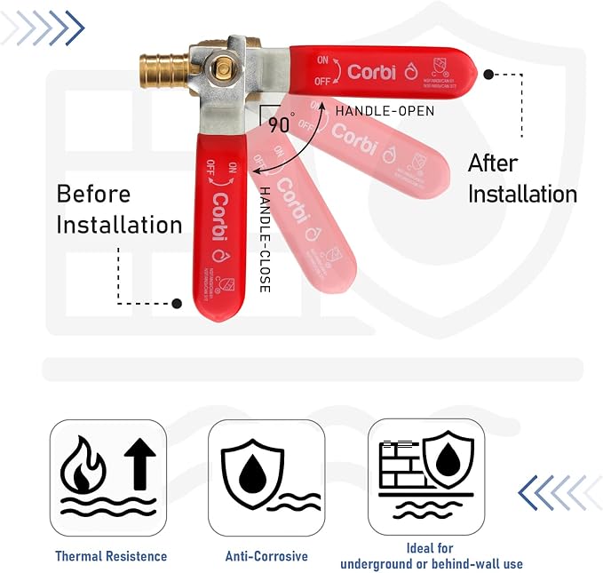 1 INCH PEX-B Ball Valves, Lead-Free Brass Full Port Shut-Off Valve - Image 6