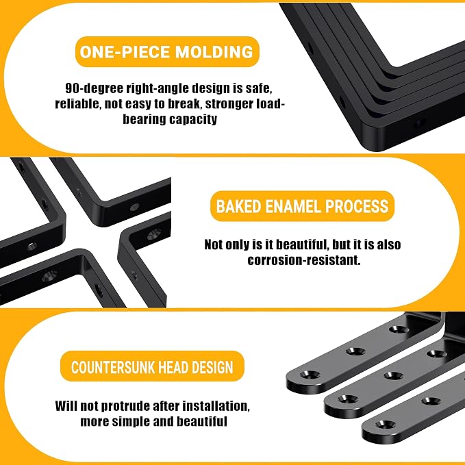 25Pcs Black Angle Brackets 4”x 4” Heavy Duty Corner Bracket 3MM - Image 3