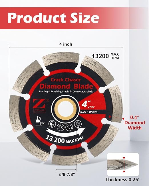 ZORUNNA 4" Diamond Crack Chaser Blade - Image 4