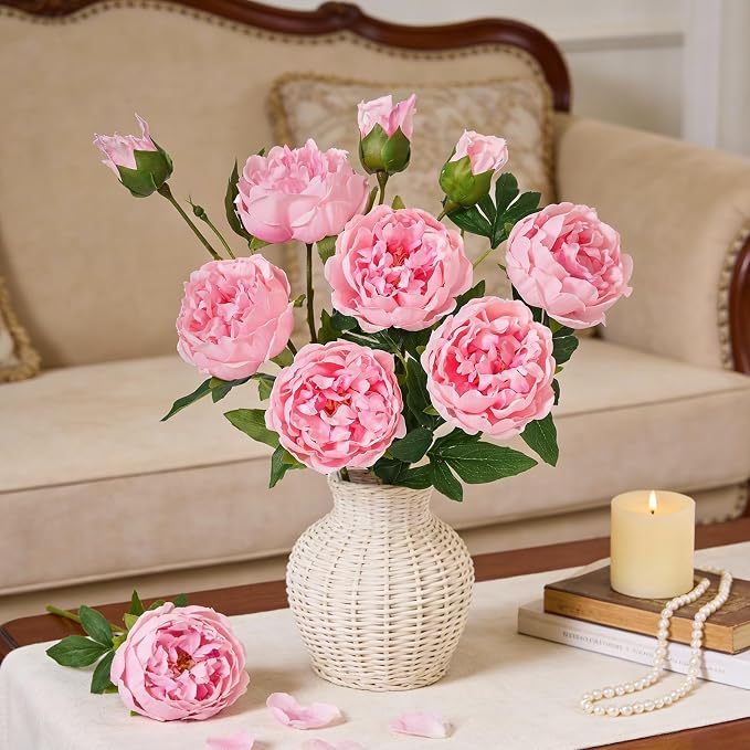 5PCS 22in Peonies Artificial Flowers, Real Touch Latex Fake Peonies | Lifelike - Image 2