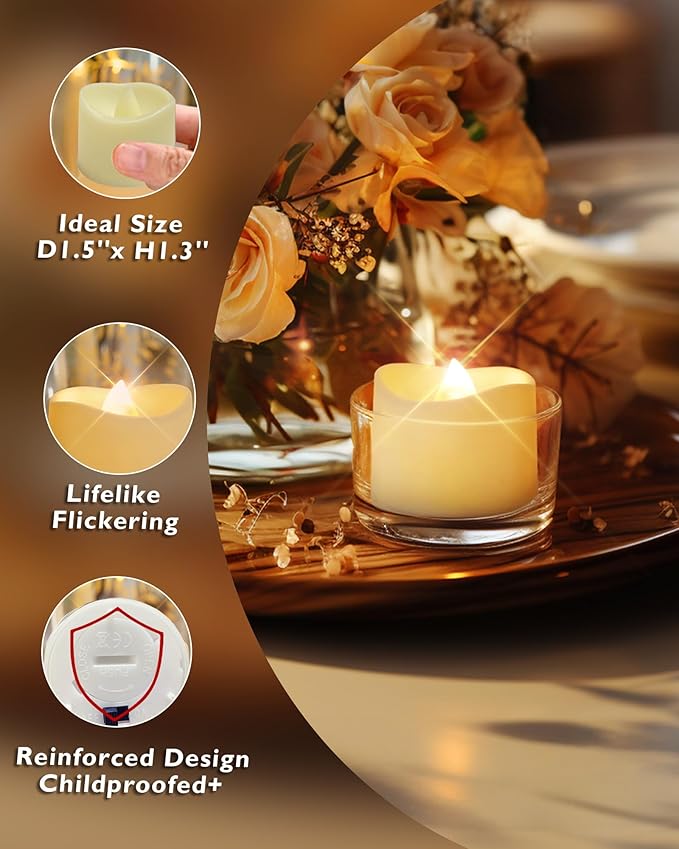 Homemory 24-Pack Flameless Tea Lights Candles Battery Operated, 200+ Hours | - Image 5