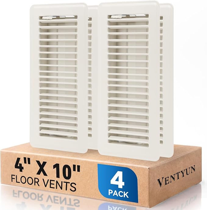 4" x 10" Floor Register Vent Covers 4-Pack, Cream White by VENTYUN