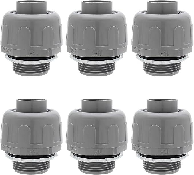 6Pcs 1 Inch NPT Liquid Tight Connector | Nonmetallic Straight, Electrical by Moicstiy