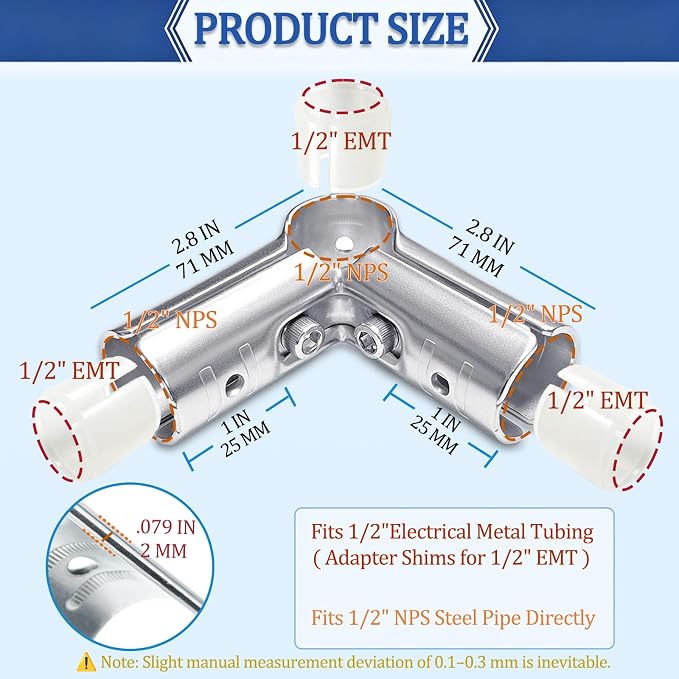 10 Sets 90 Degree Tee Clamp, Heavy Duty Carbon Steel 3-Way T Pipe Connector - Image 2