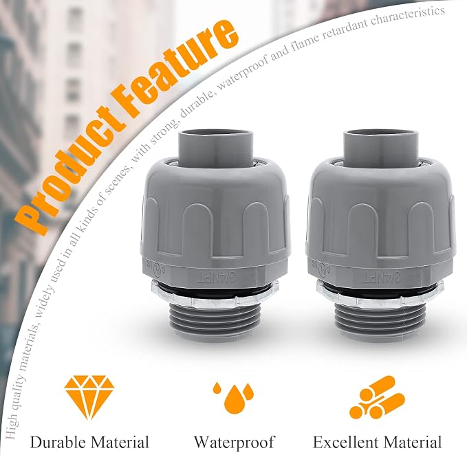 4Pcs NPT 3/4" 180D Electrical Conduit Connector Fittings | PVC, Nonmetallic - Image 5