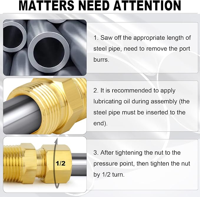 ChillWaves Brass Compression Tube Fitting, 1/2" OD x 1/2" NPT Male Compression - Image 3