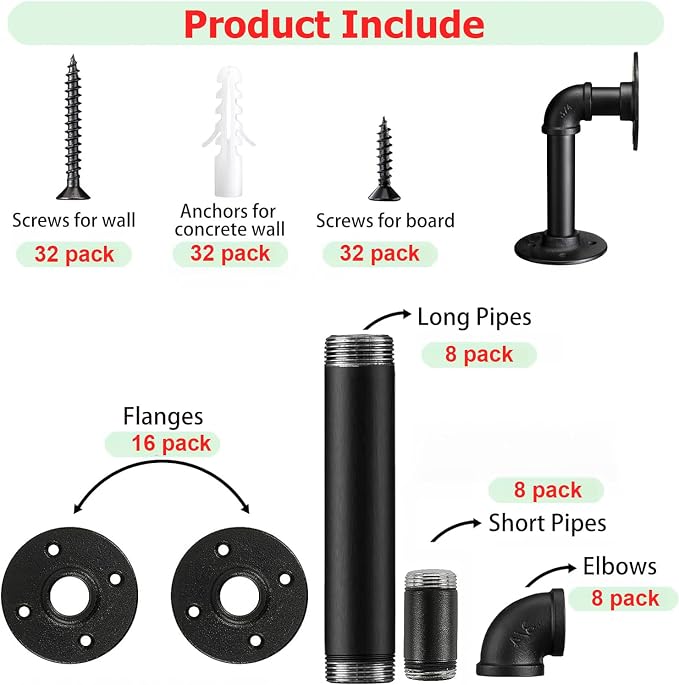 Industrial L Pipe Shelf Brackets - Image 7
