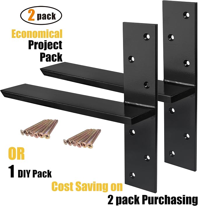 （2-Pack） Free Hanging T Shelf Bracket, Solid Heavy Duty Steel Knee Wall Hidden - Image 2