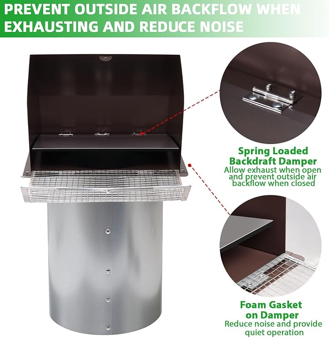 4 Inch Dryer Vent Cover Outside Hooded Wall Vent - Image 4