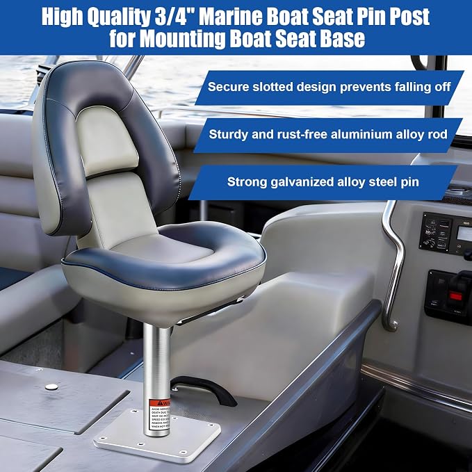 3/4" Boat Seat Pin Post, 1.5-Inch Diameter Marine Aluminum Alloy Pedestal Base - Image 3