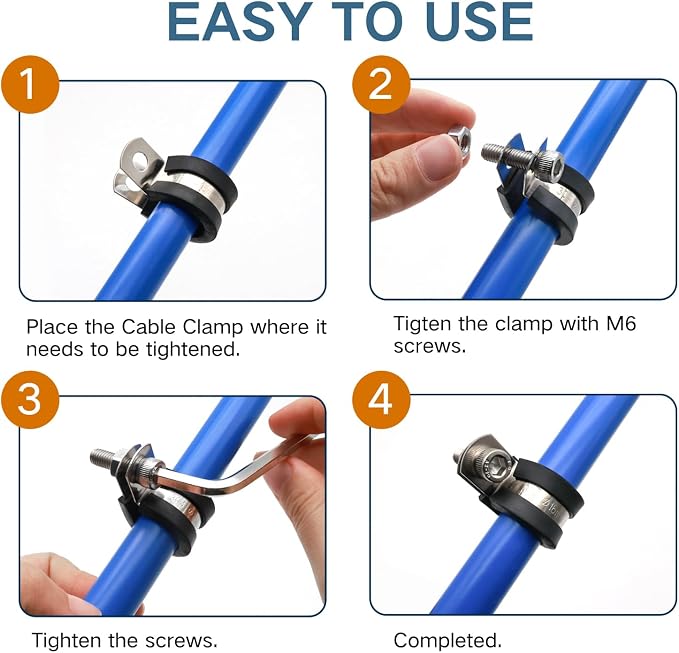 3/8 Inch Cable Clamp, 25 Pack Stainless Steel Wire Clamp - Image 3