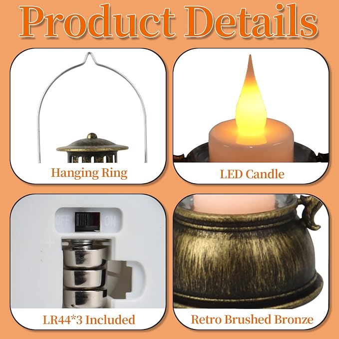 12Pcs Mini Lantern for Halloween Decor, 6Inch Small Lanterns for Western Garden - Image 7