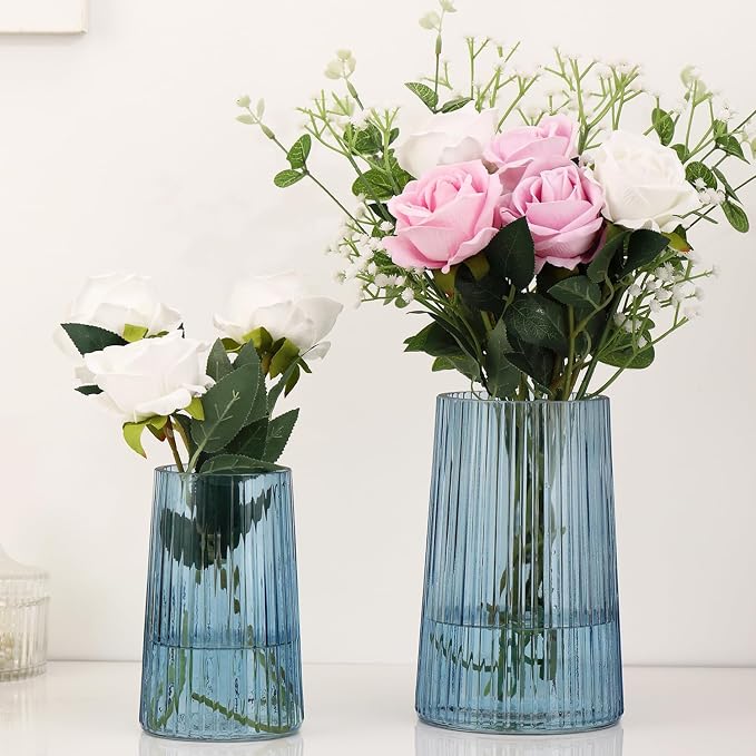 Ribbed Flower Vases Set of 2, Flower Vase by MARTAGE