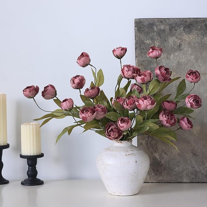 6 Pcs 27" Faux Silk Peony Artificial Flowers Stems - Image 9