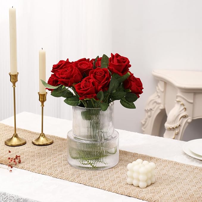 Ribbed Glass Vase, Flower Vase, Fluted Clear Vases - Image 8