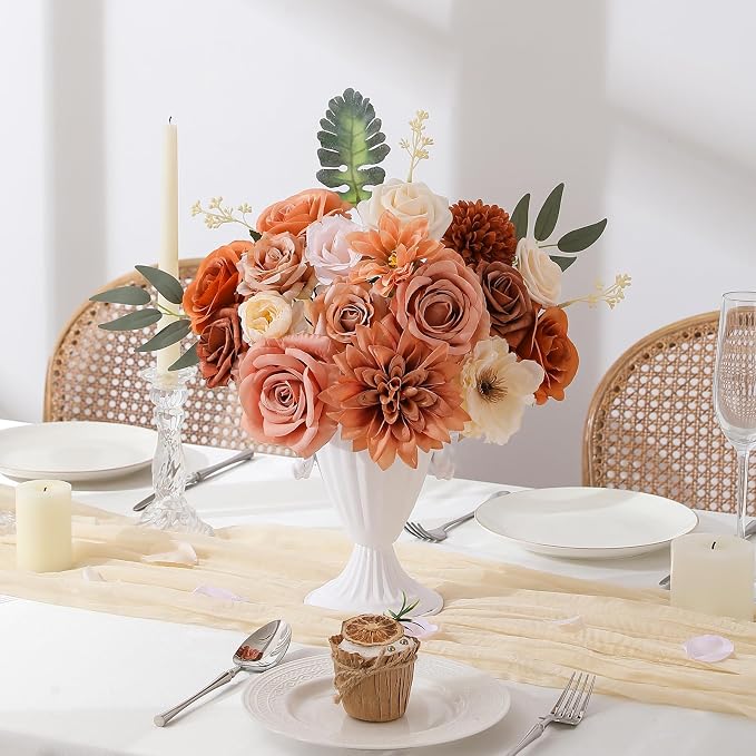 Artificial Flowers Fake Rose Flowers Dahlia - Image 5