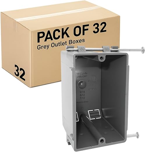 Plastic Electrical Box, Single Gang New Work Junction Box, Captive Nails by AirmontProducts
