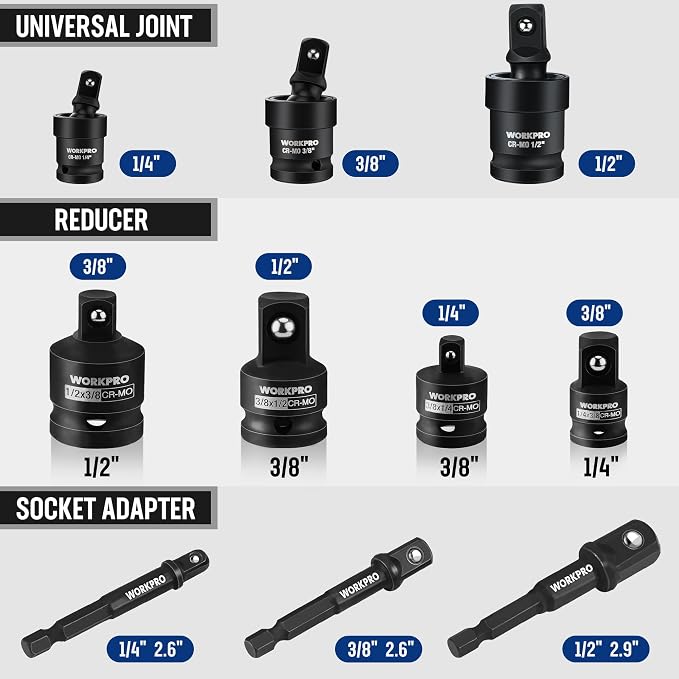 WORKPRO 10-Piece Impact Socket Adapter Set - Image 2