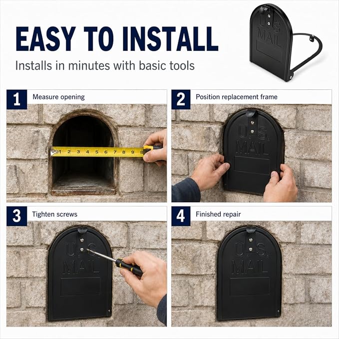 Mailbox Door Replacement Kit, 6-1/4" Screw-in Steel, stone & masonry mailboxes; - Image 5
