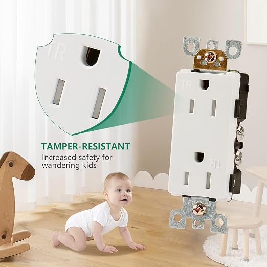 Wengart Decorator Wall Receptacle Outlet, 125V 15A Tamper-Resistant Duplex - Image 4