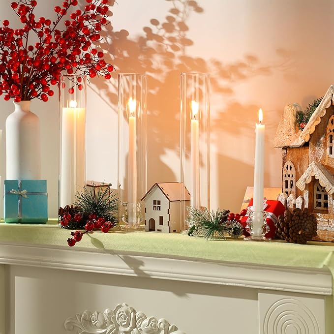 Teenyyou 36 Set Glass Hurricane Candle Holders Candlestick Bulk 12.6", Open - Image 4