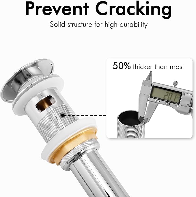 KES Bathroom Sink Drain with Overflow Vessel Vanity Sink Pop Up Drain Stopper - Image 4
