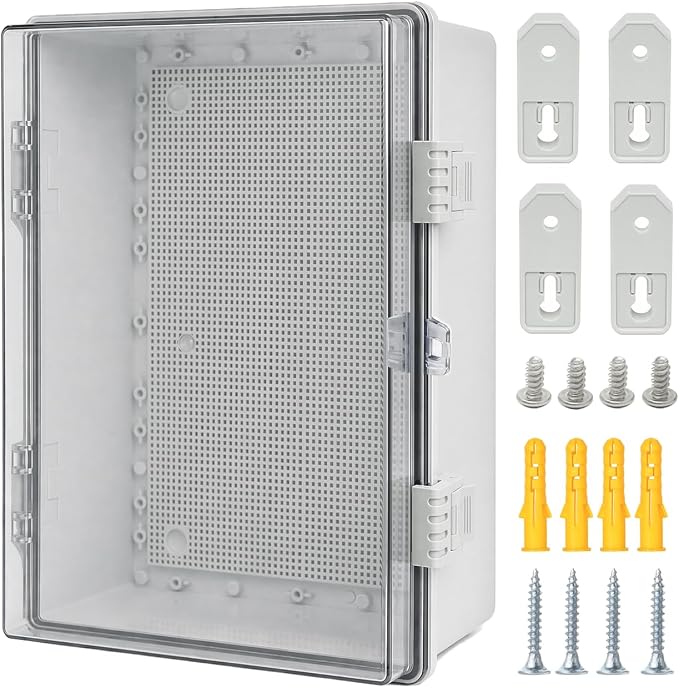 Junction Box, Hinged Grey Clear Cover IP67 Waterproof ABS Project Box by Otdorpatio